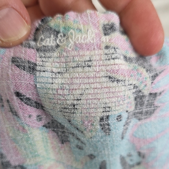 Cat & Jack Tropical Leaf Tiered Sundress - Turquoise, Pink, Yellow, Green - Picture 2 of 5